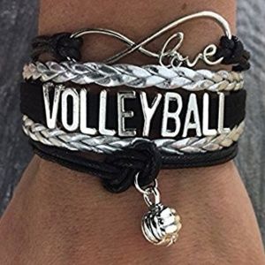 Girls Volleyball Infinity Bracelet - Black
